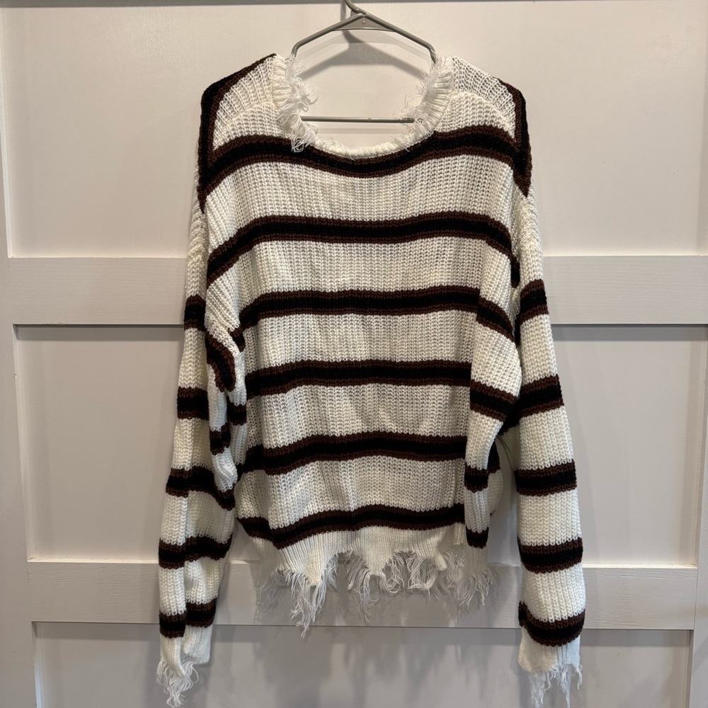 Rue21 Frayed Hem Striped 2X Sweater - Picture 7 of 7